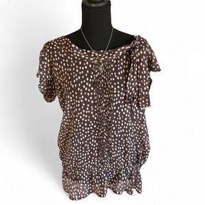 decorp Polka Dot Brown Women's Top/Mini Dress, Size Medium